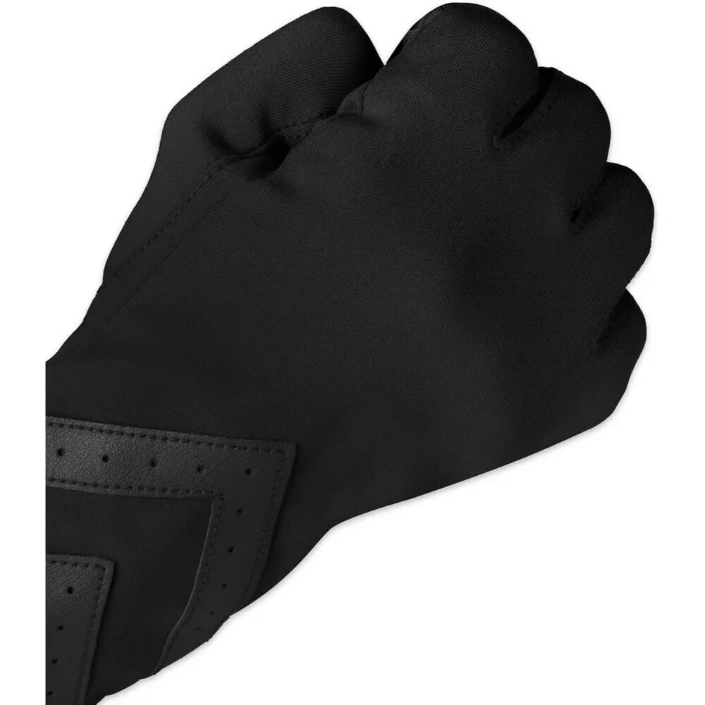 Women's Solid Black Spandex Gloves Warm Fleece Lined Chevron Touchscreen